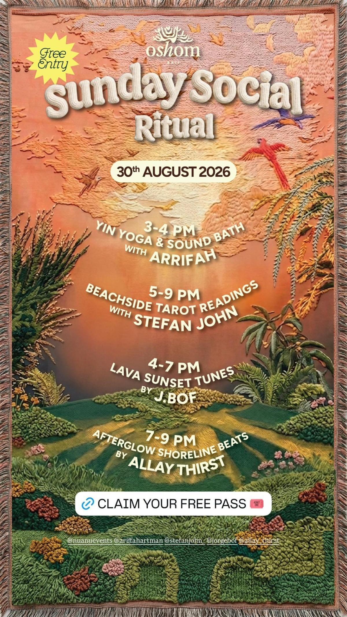 Sunday Social Ritual: Yin Yoga & Sound Bath with Arrifah at Oshom Bali Sunday Social Ritual: Yin Yoga & Sound Bath with Arrifah at Oshom Bali