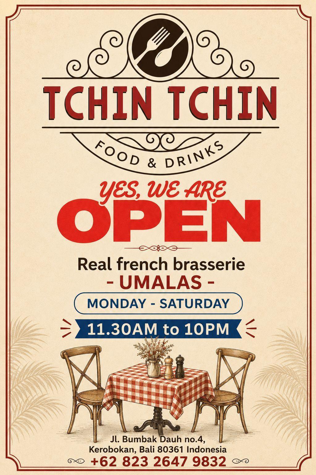We are Open at Tchin Tchin Umalas