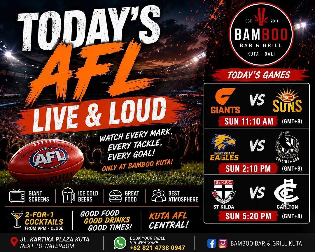 AFL Live at Bamboo Bar & Grill Kuta AFL Live at Bamboo Bar & Grill Kuta