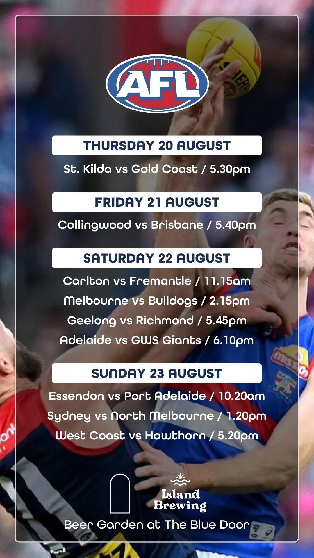 Live Music, Beers & AFL Matches at The Blue Door Beer Garden Live Music, Beers & AFL Matches at The Blue Door Beer Garden