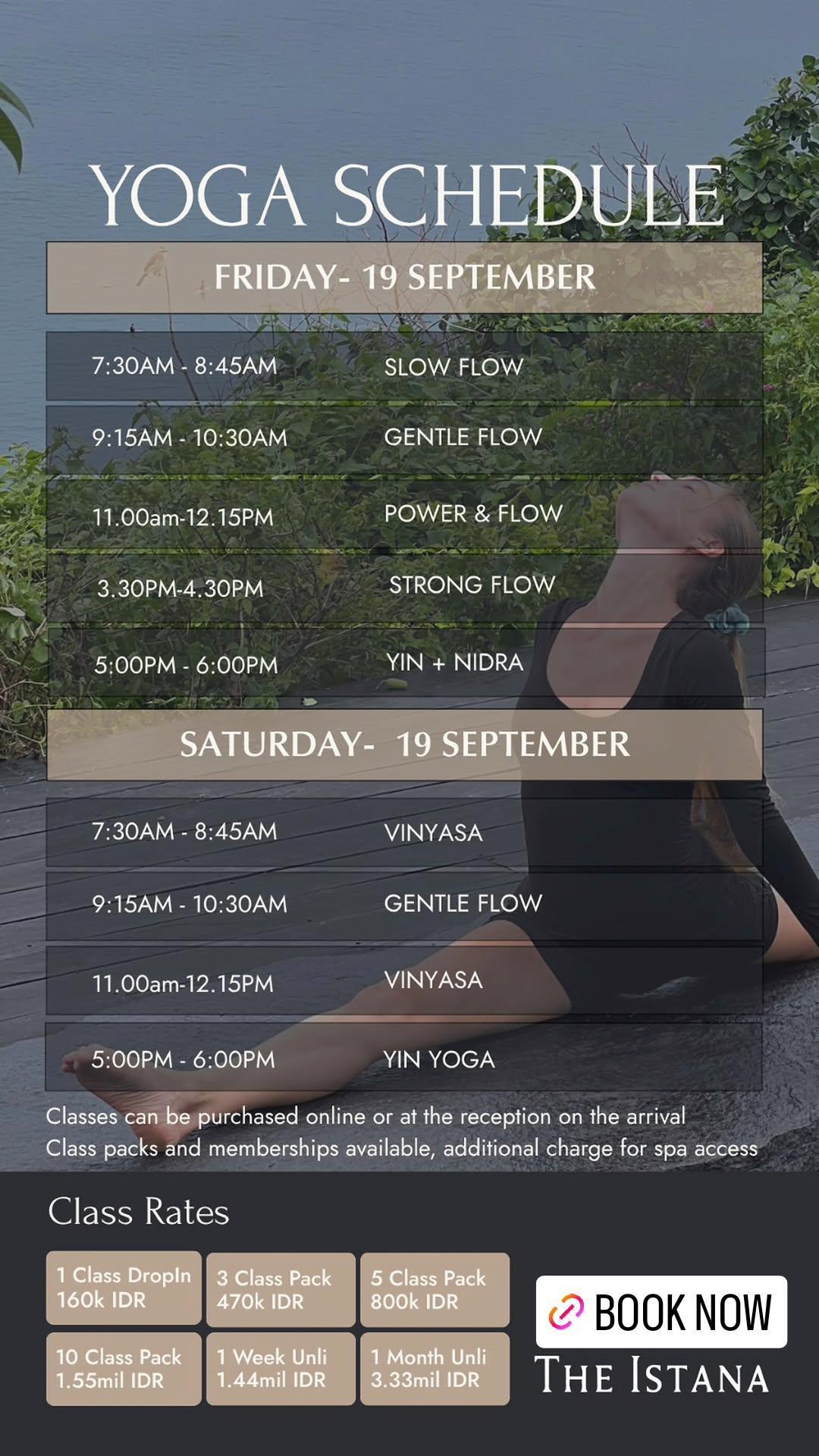 Yoga Schedule at The Istana Yoga Schedule at The Istana