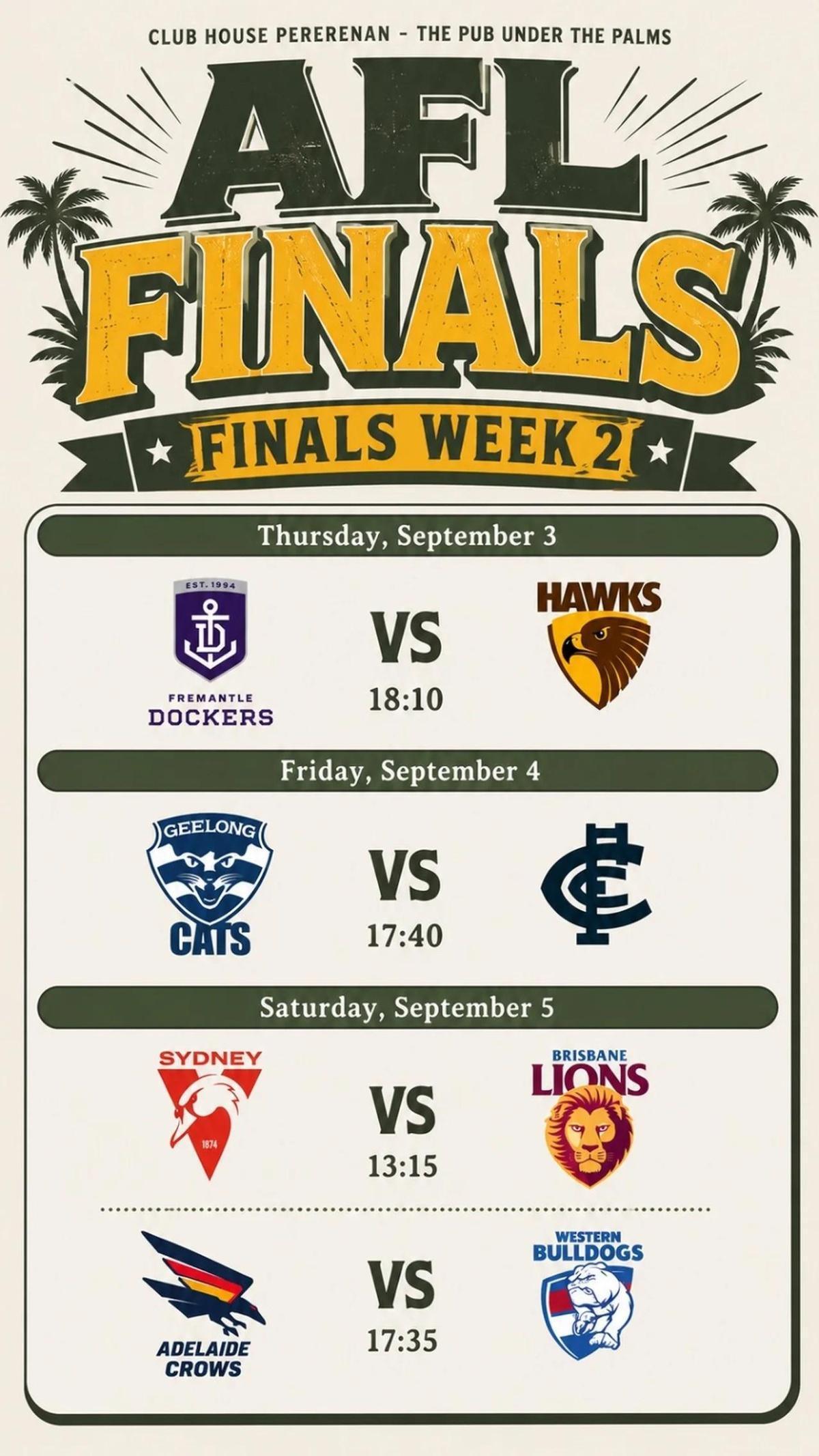 AFL FINALS WEEK 2 at Club House Pererenan AFL FINALS WEEK 2 at Club House Pererenan