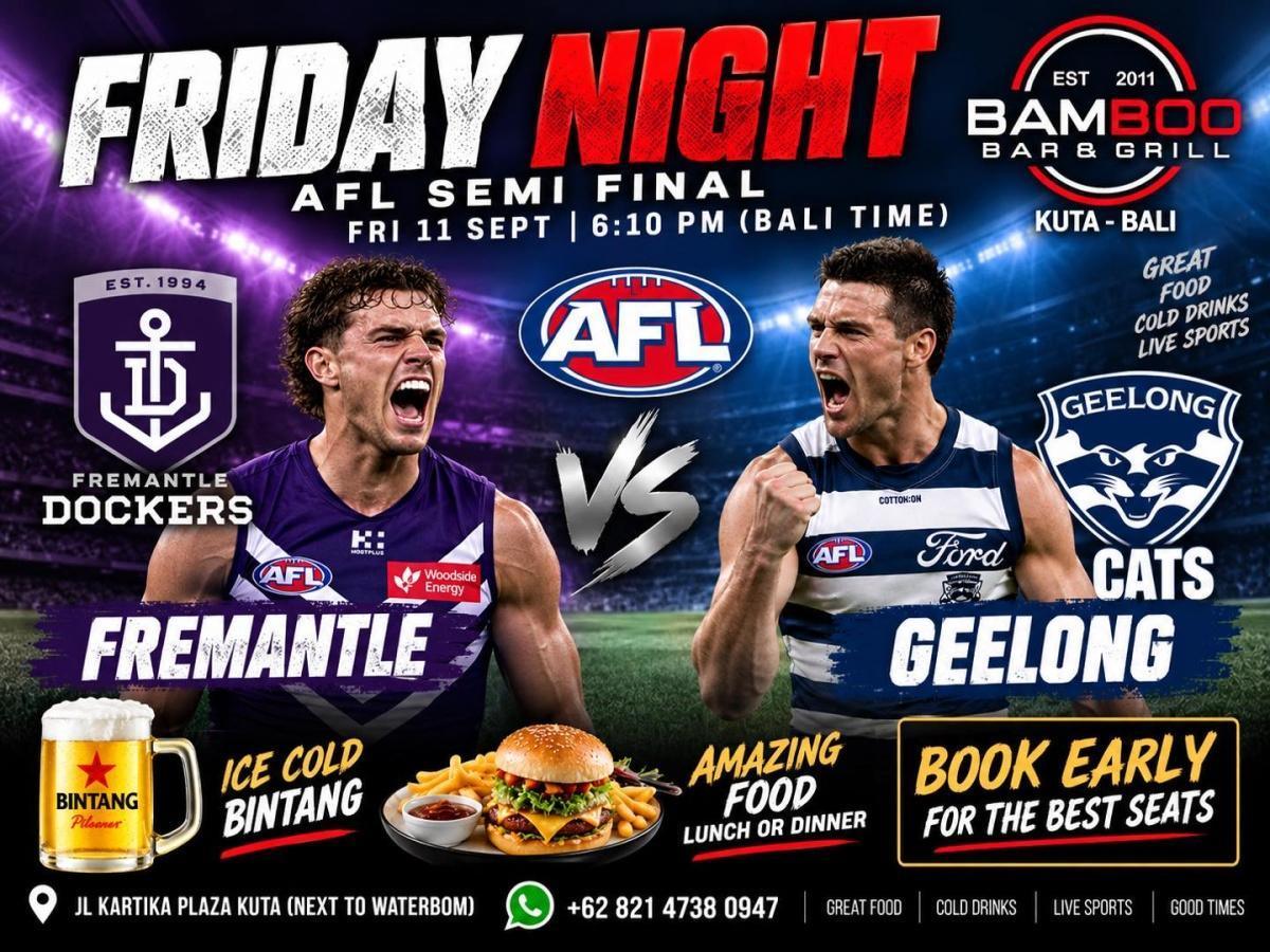 NRL Elimination Final: Rabbitohs vs Knights at Bamboo Bar & Grill Kuta NRL Elimination Final: Rabbitohs vs Knights at Bamboo Bar & Grill Kuta