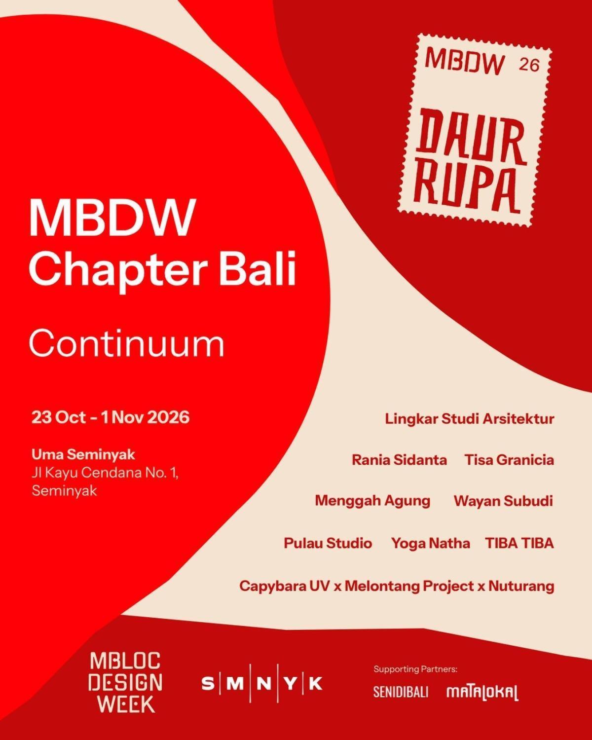 MBDW 2026 — Chapter Bali: CONTINUUM — Daur Rupa at Uma Seminyak MBDW 2026 — Chapter Bali: CONTINUUM — Daur Rupa at Uma Seminyak