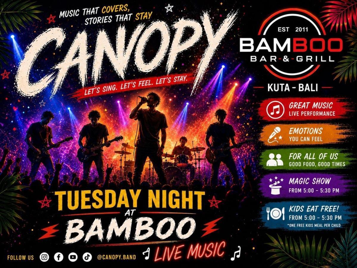 Canopy Band Live at Bamboo Kuta - Tuesday Night at Bamboo Bar & Grill Kuta Canopy Band Live at Bamboo Kuta - Tuesday Night at Bamboo Bar & Grill Kuta
