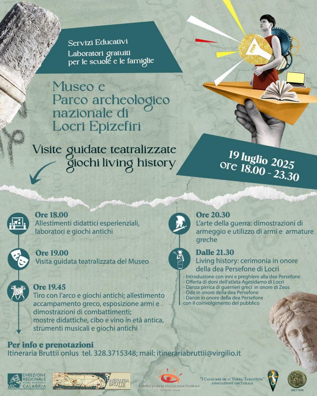 Visite guidate teatralizzate, giochi, living history (inizio ore 18.00)