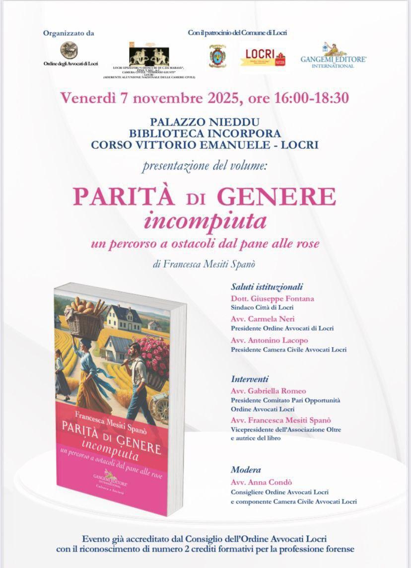 Presentazione del volume "Parità di Genere incompiuta" (inizio ore 16.00)