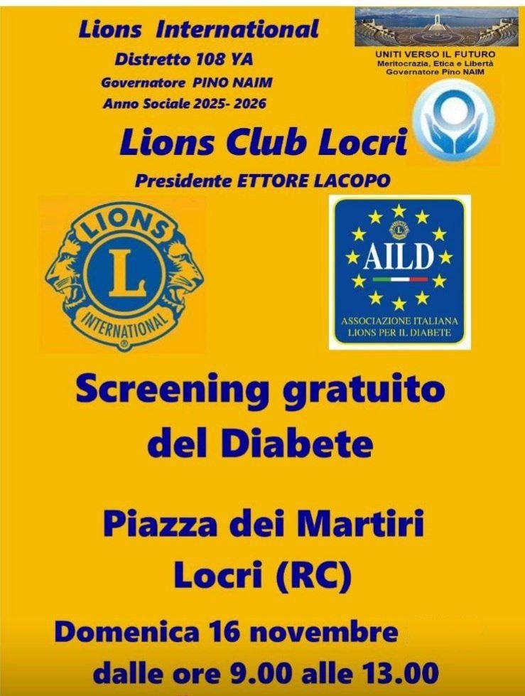 Screening Gratuito Diabete (dalle ore 9.00 alle ore 13.00)