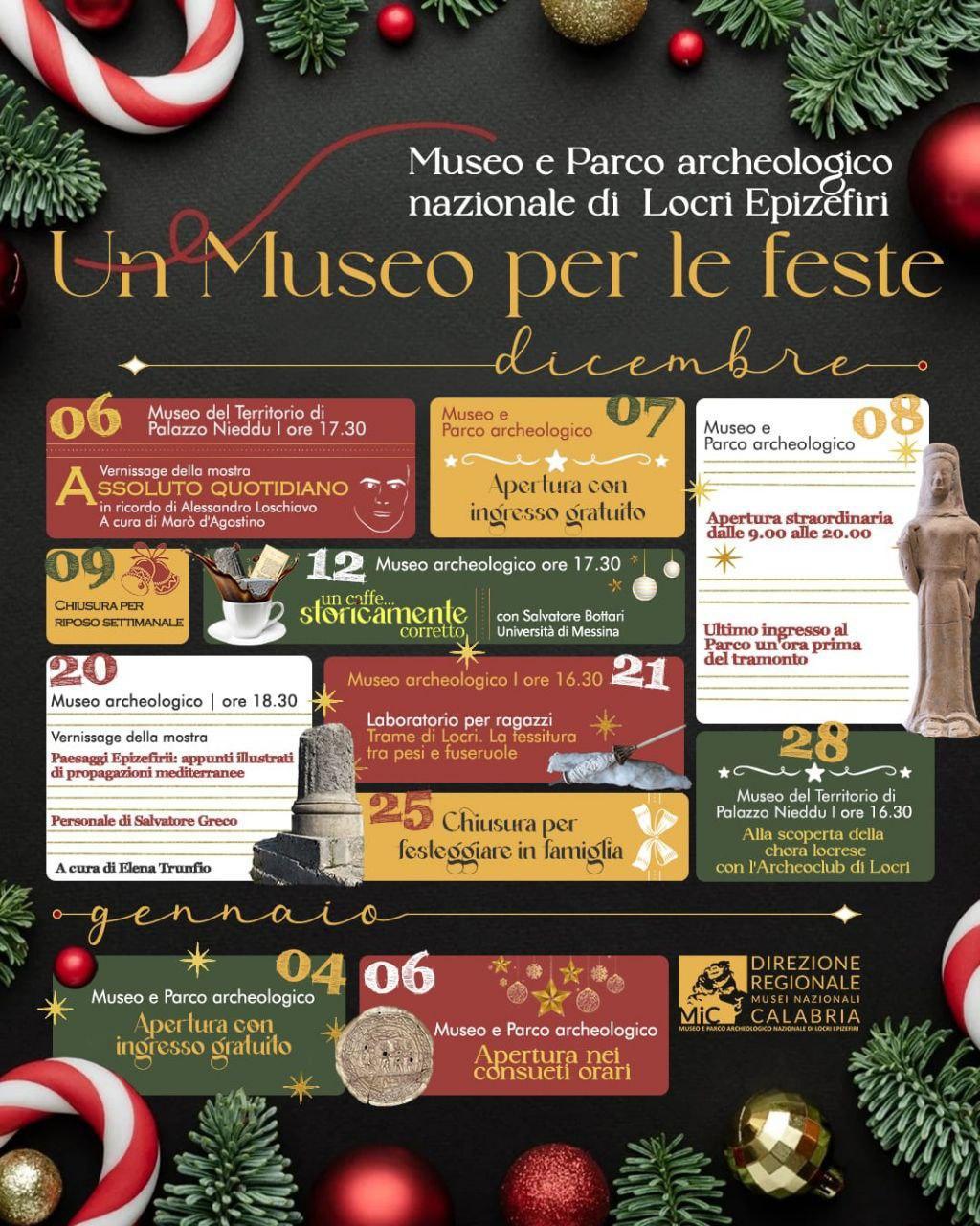 Apertura nei consueti orari - Museo e Parco Archeologico