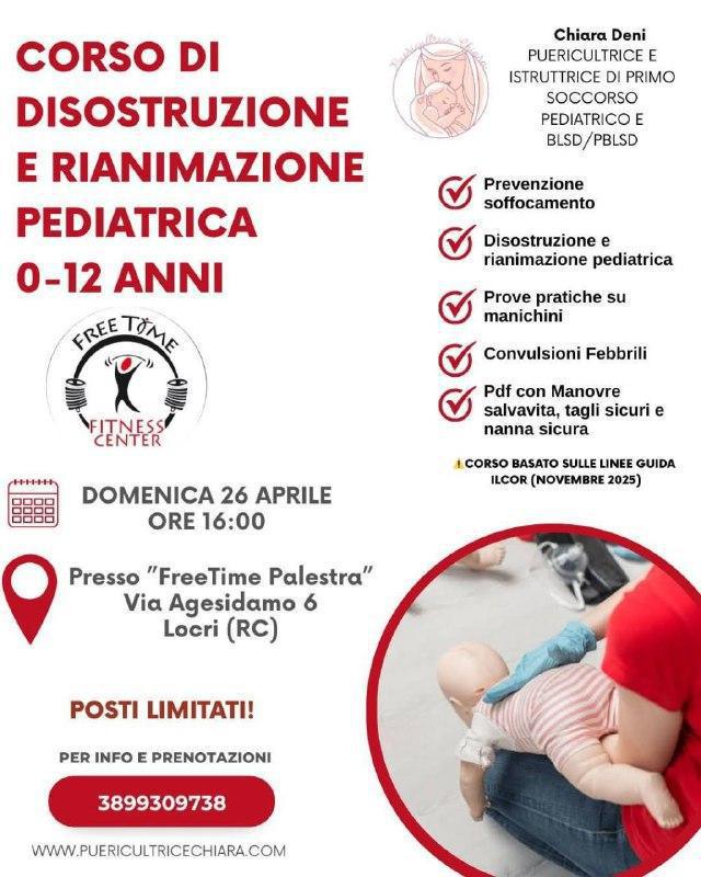 Corso di Disostruzione e Rianimazione Pediatrica 0-12 Anni (inizio ore 16.00)
