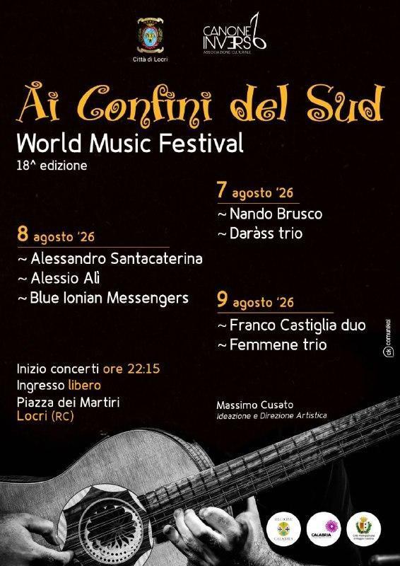 Rassegna musicale "Ai Confini del Sud" Alessandro Santacaterina - Alessio Alì - Blue Ionian Messengers (inizio ore 22.15)
