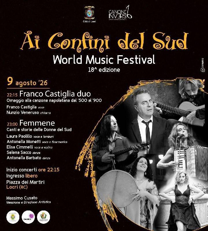 Rassegna musicale "Ai Confini del Sud" Franco Castiglia duo - Femmene trio (inizio ore 22.15)