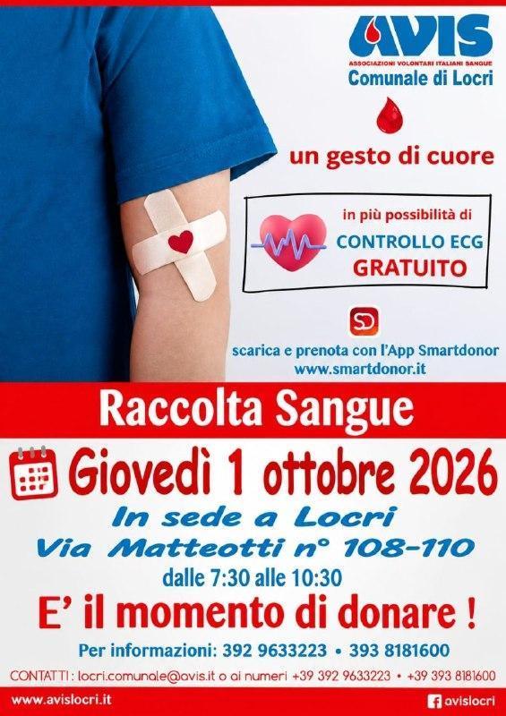 E' il momento di donare! - Raccolta Sangue (inizio ore 07:30)