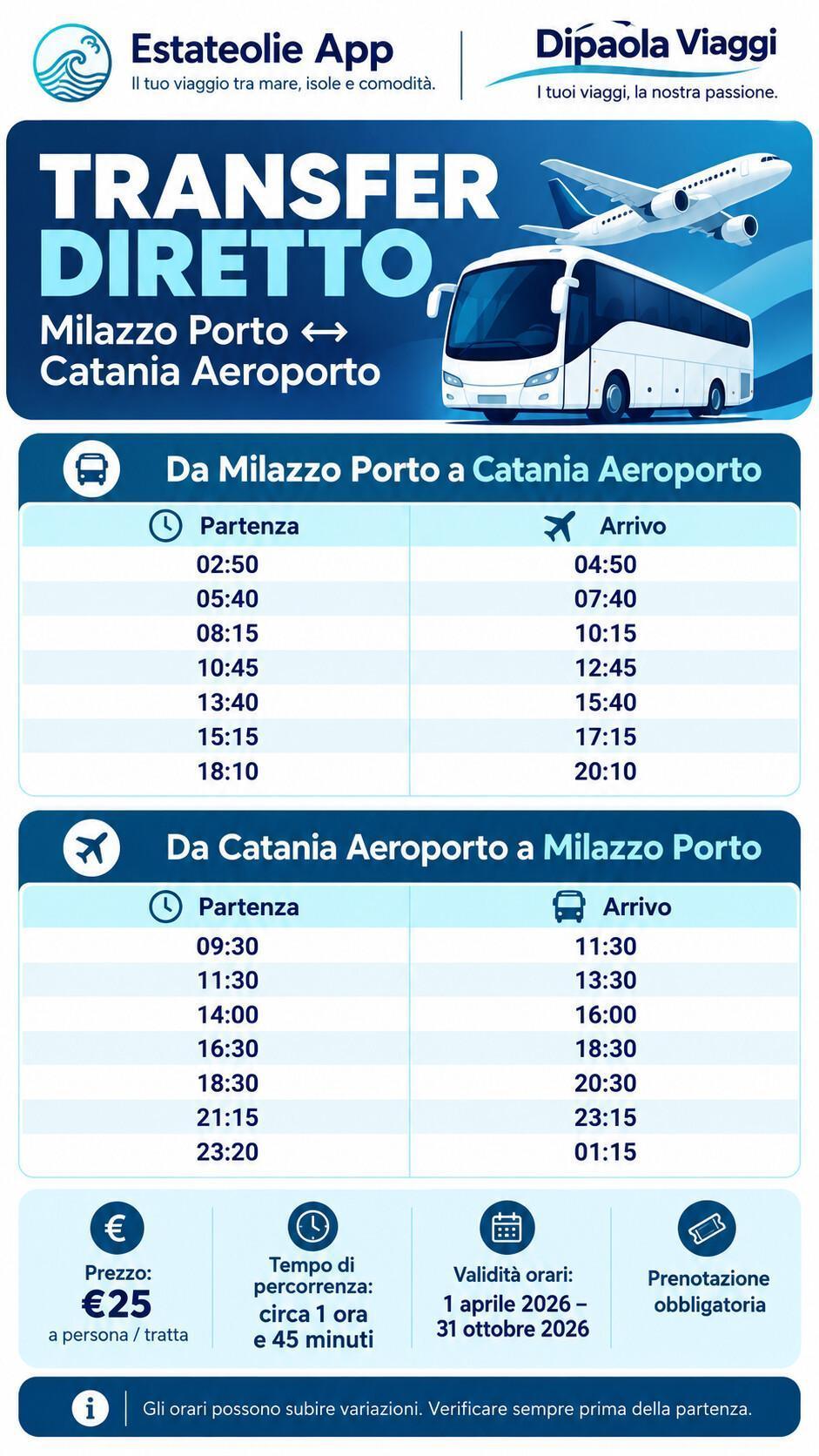 Prenota un transfer Catania APT -->Milazzo porto