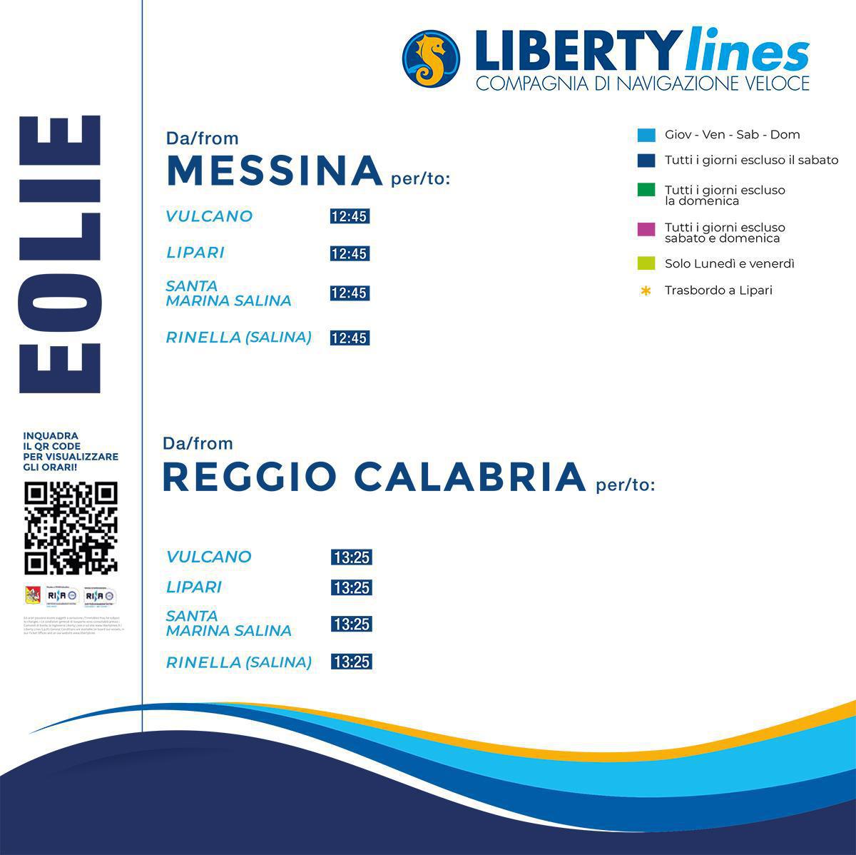 ORARI ALISCAFI DA E PER LE EOLIE
