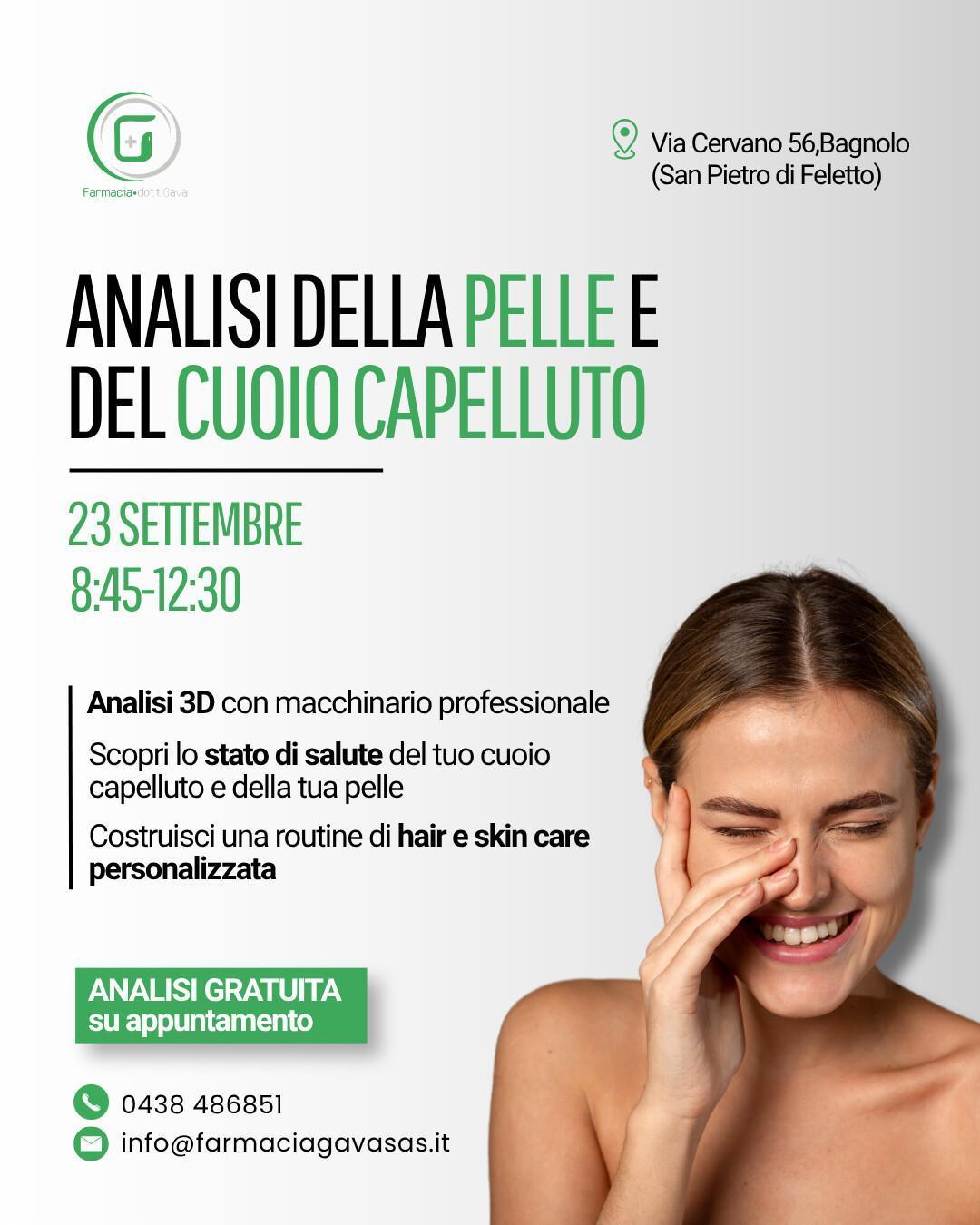 23 Settembre: Analisi GRATUITA della pelle e capelli 💡