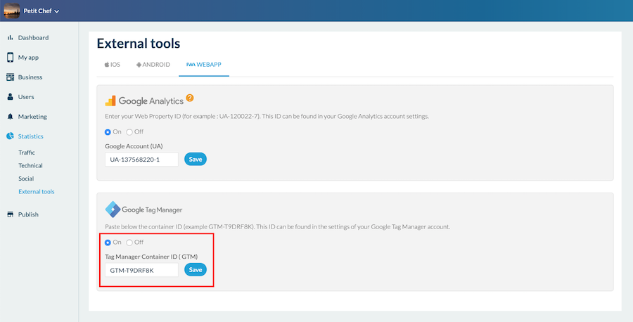 Voer uw GTM-container-ID in Voer uw GTM-container-ID in