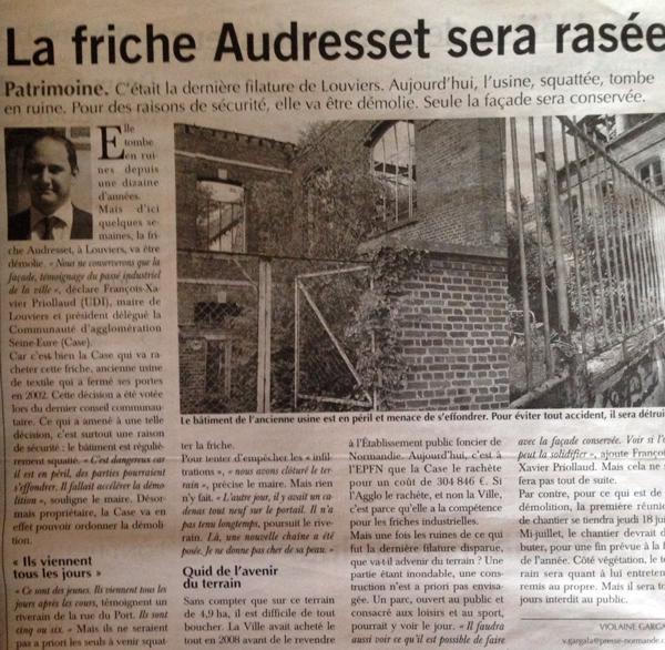 Audresset : un projet pour demain (avec Martin)... qui tombe à l'eau, sous Priollaud !