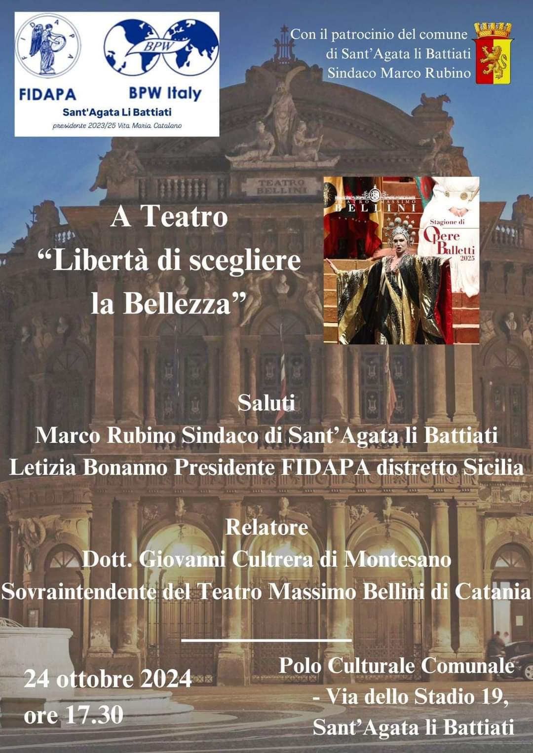 A Teatro "Libertà di scegliere la Bellezza" (inizio ore 17:30)