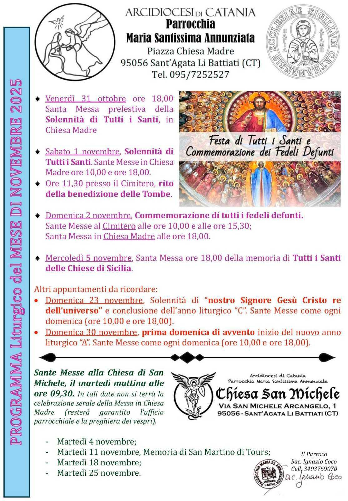 Santa Messa della Memoria di Tutti i Santi delle Chiese di Sicilia (inizio ore 18.00)