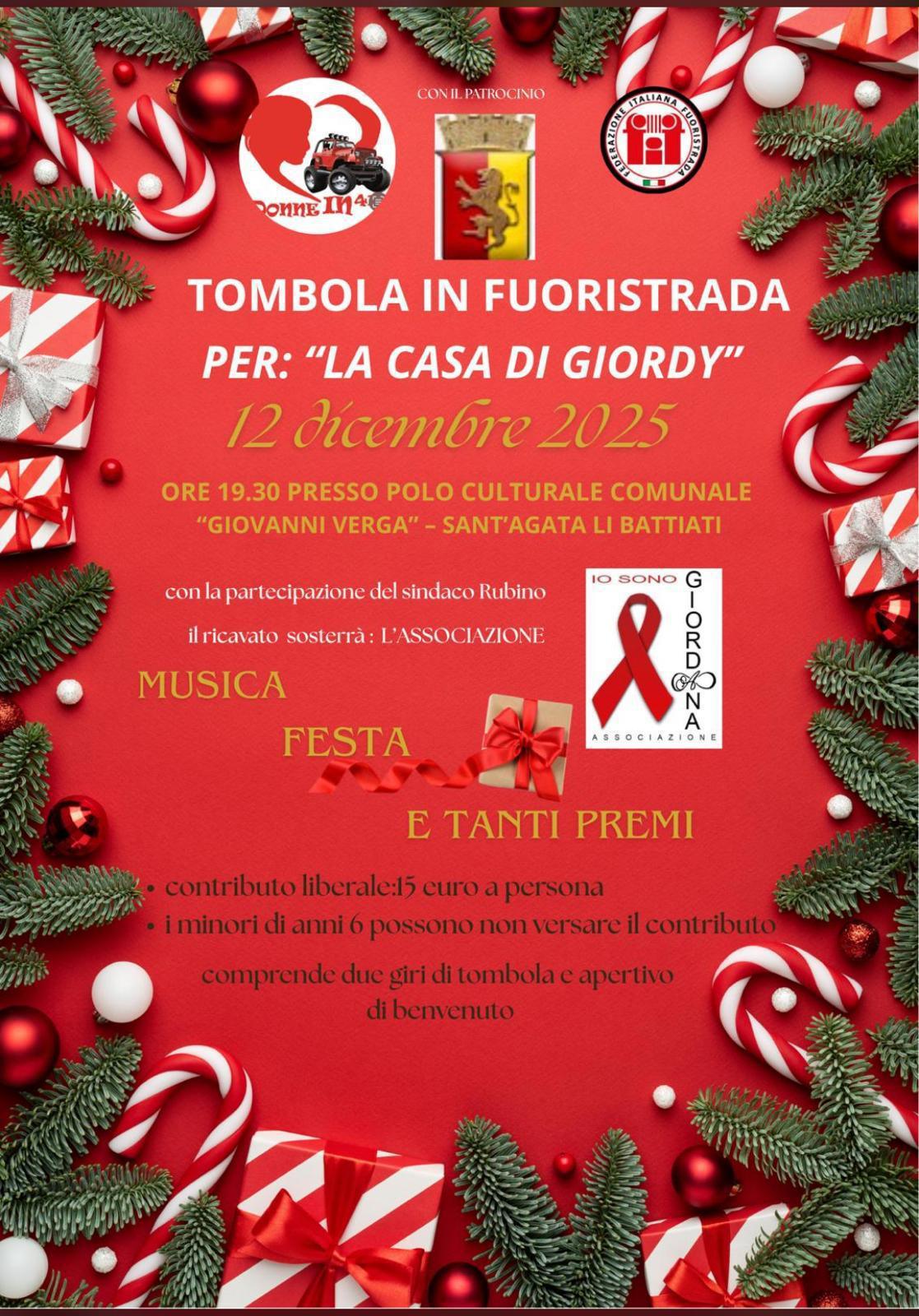 Tombola in Fuoristrada per: "La Casa di Giordy" (inizio ore 19.30)