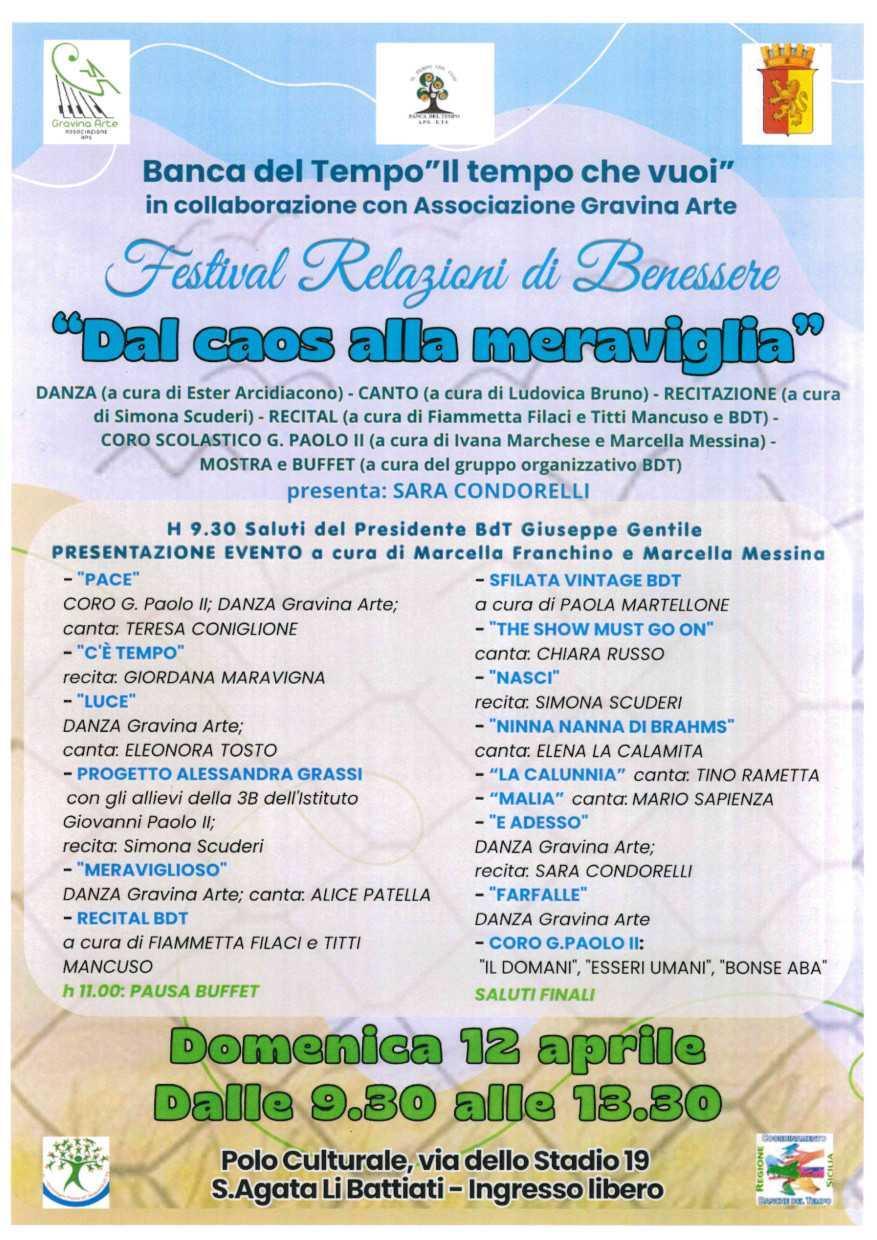 Festival Relazioni di Benessere "Dal caos alla meraviglia" (dalle ore 9.30 alle 13.30)