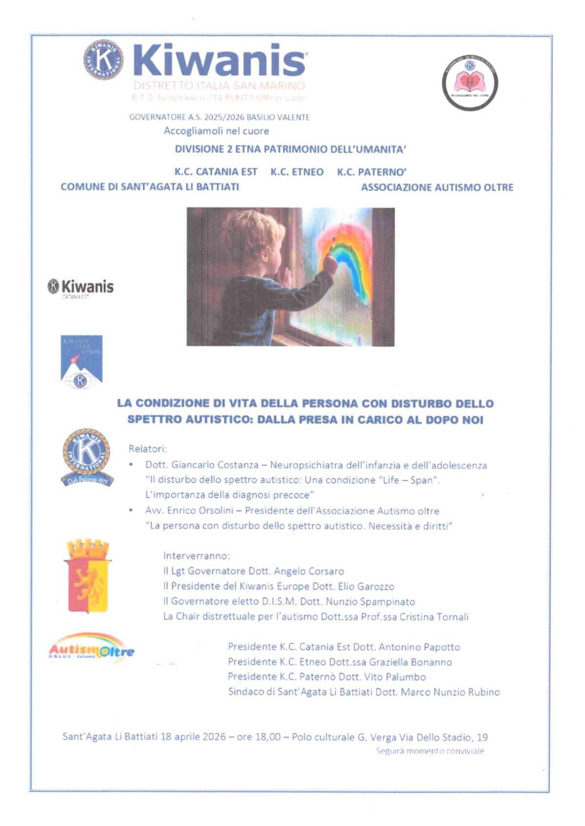 La Condizione di Vita della Persona con Disturbo dello Spettro Autistico: dalla presa in carico al dopo noi (inizio ore 18.00)
