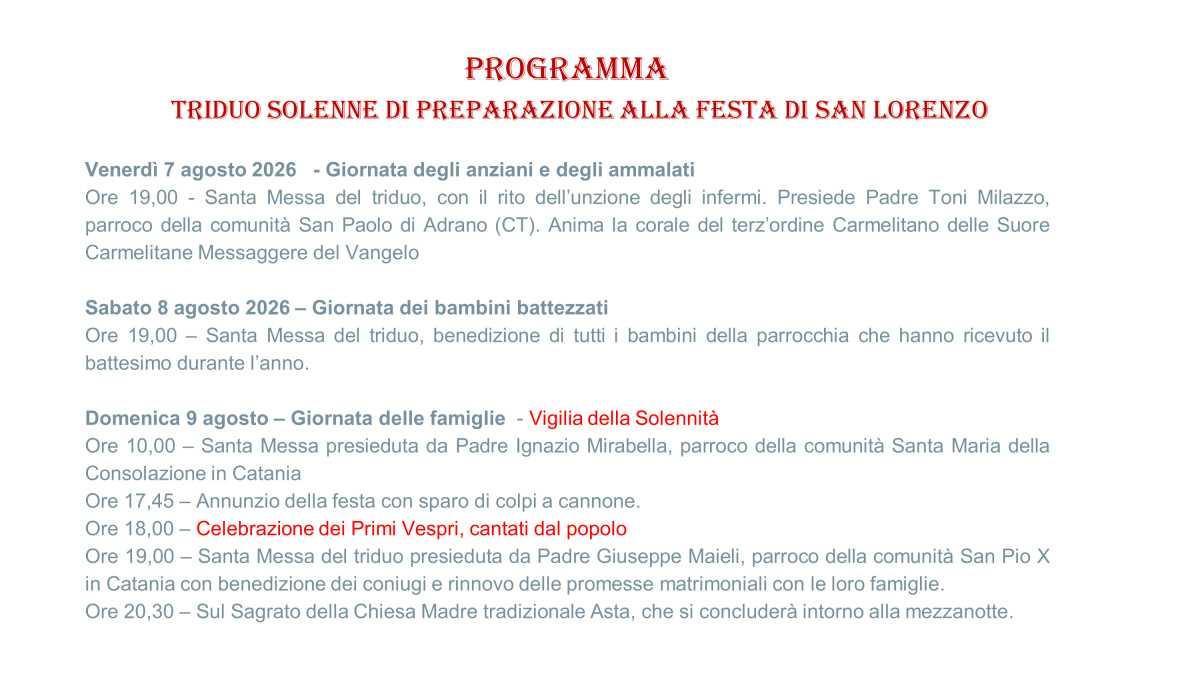 Giornata delle famiglie - Vigilia della Solennità (dalle ore 10:00) Giornata delle famiglie - Vigilia della Solennità (dalle ore 10:00)