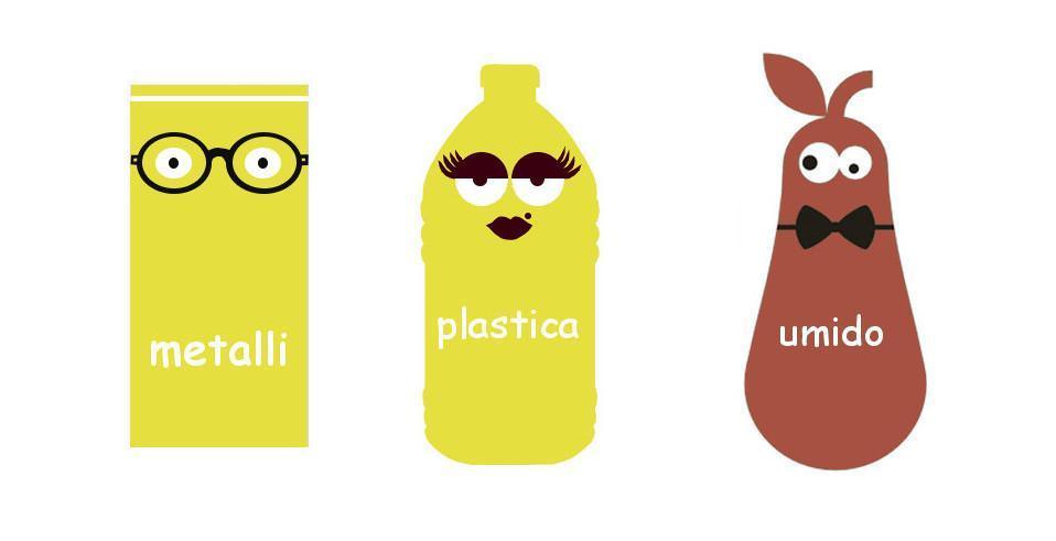 Stasera esporre organico, plastica e alluminio