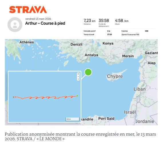 ‎تسريب موقع «شارل ديغول» عبر تطبيق رياضي