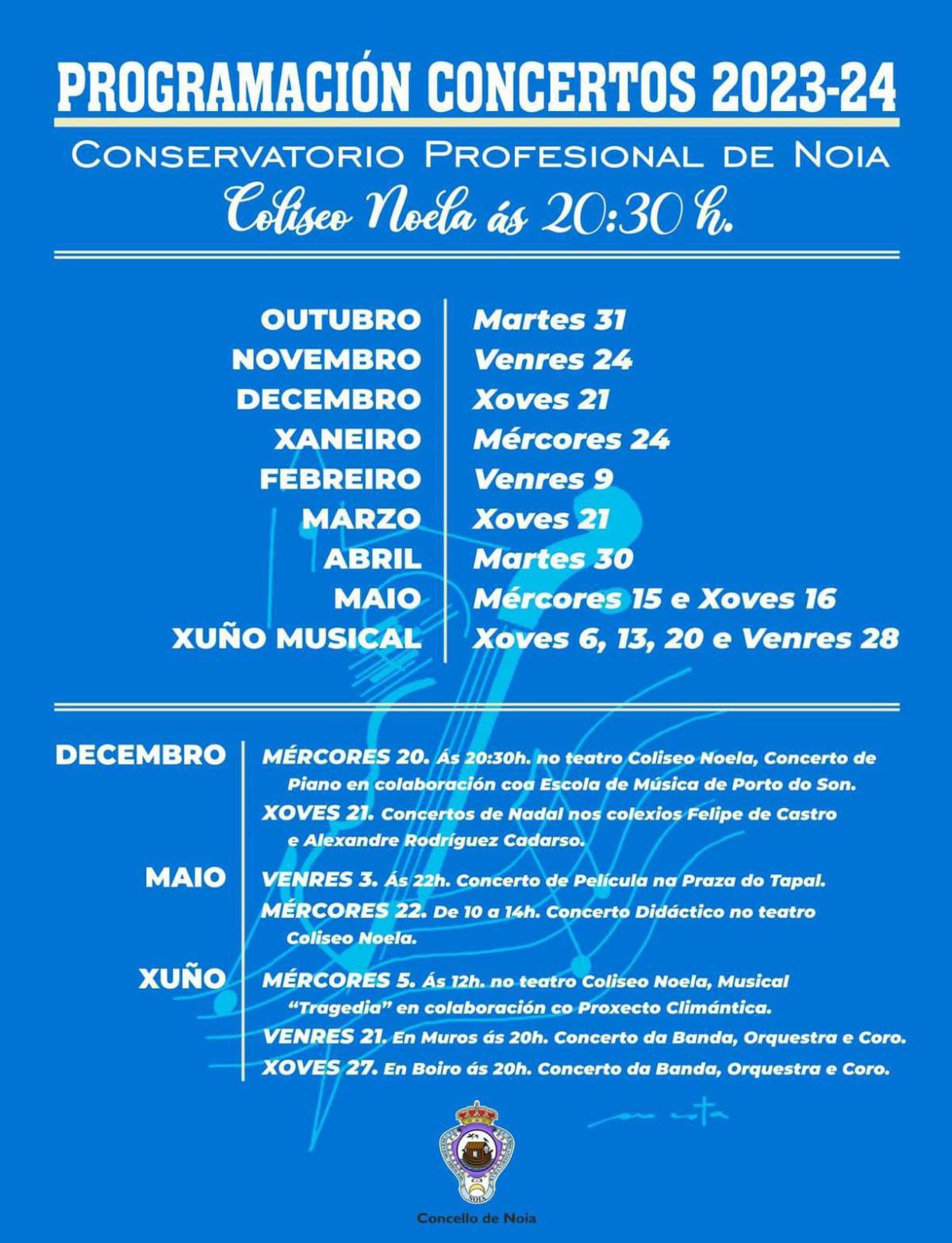 Programación Concertos Conservatorio Profesional de Noia
