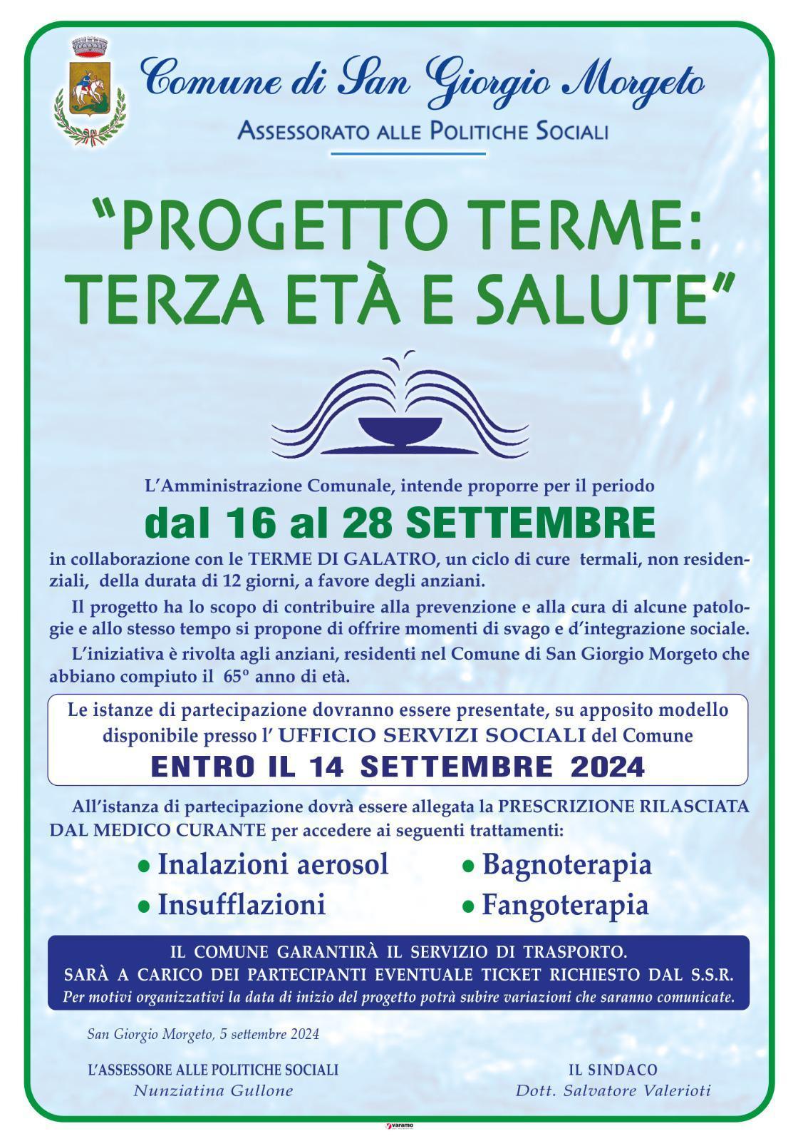 "Progetto Terme: Terza Età E Salute"