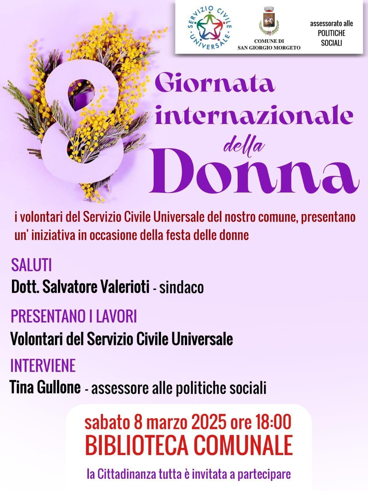 Giornata Internazionale della Donna (inizio ore 18.00) Giornata Internazionale della Donna (inizio ore 18.00)