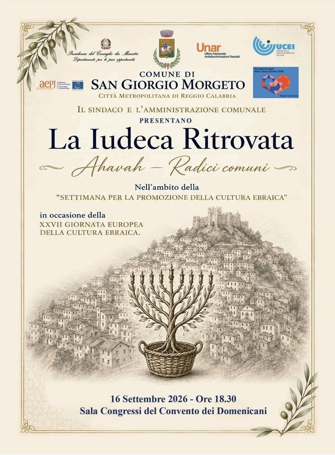 " La Iudeca Ritorvata - Ahavah - Radici comuni (Inizio ore 17.00)