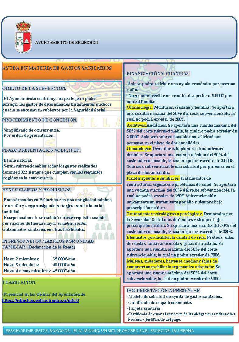 AYUDAS EN MATERIA SANITARIA, DE ACCESIBILIDAD Y BAJADA DEL IBI