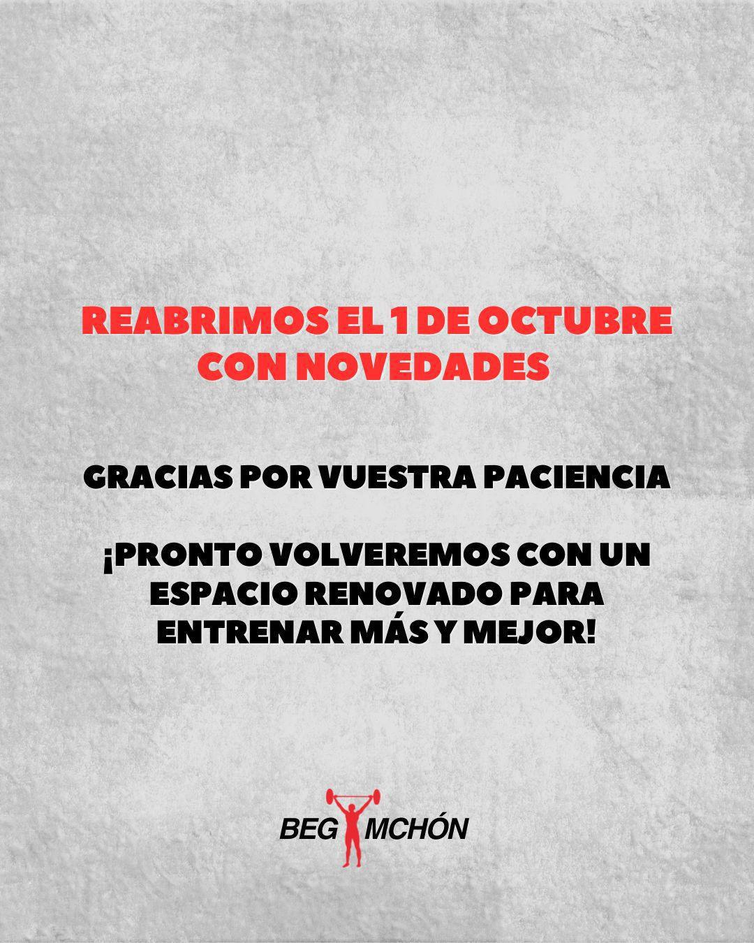 REAPERTURA DE BEGYMCHON 1 DE OCTUBRE 