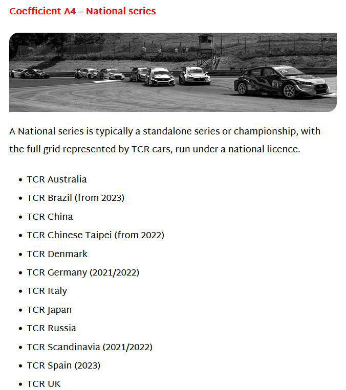 TCR Spain asciende al Coeficiente A4 del TCR World Ranking TCR Spain asciende al Coeficiente A4 del TCR World Ranking