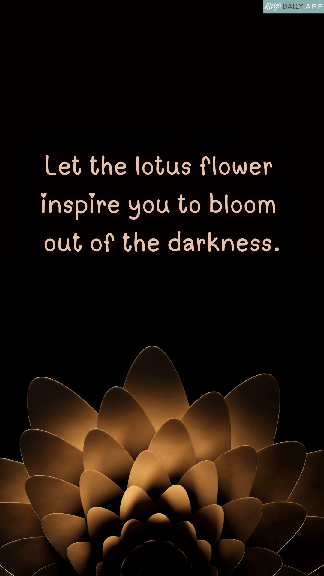 Let the lotus flower inspire you to bloom out of the darkness.