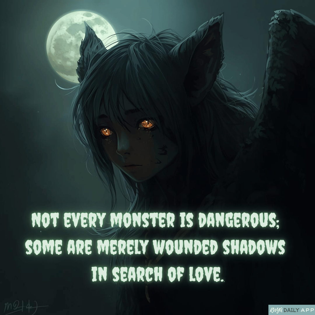 Not every monster is dangerous; some are merely wounded shadows in search of love.