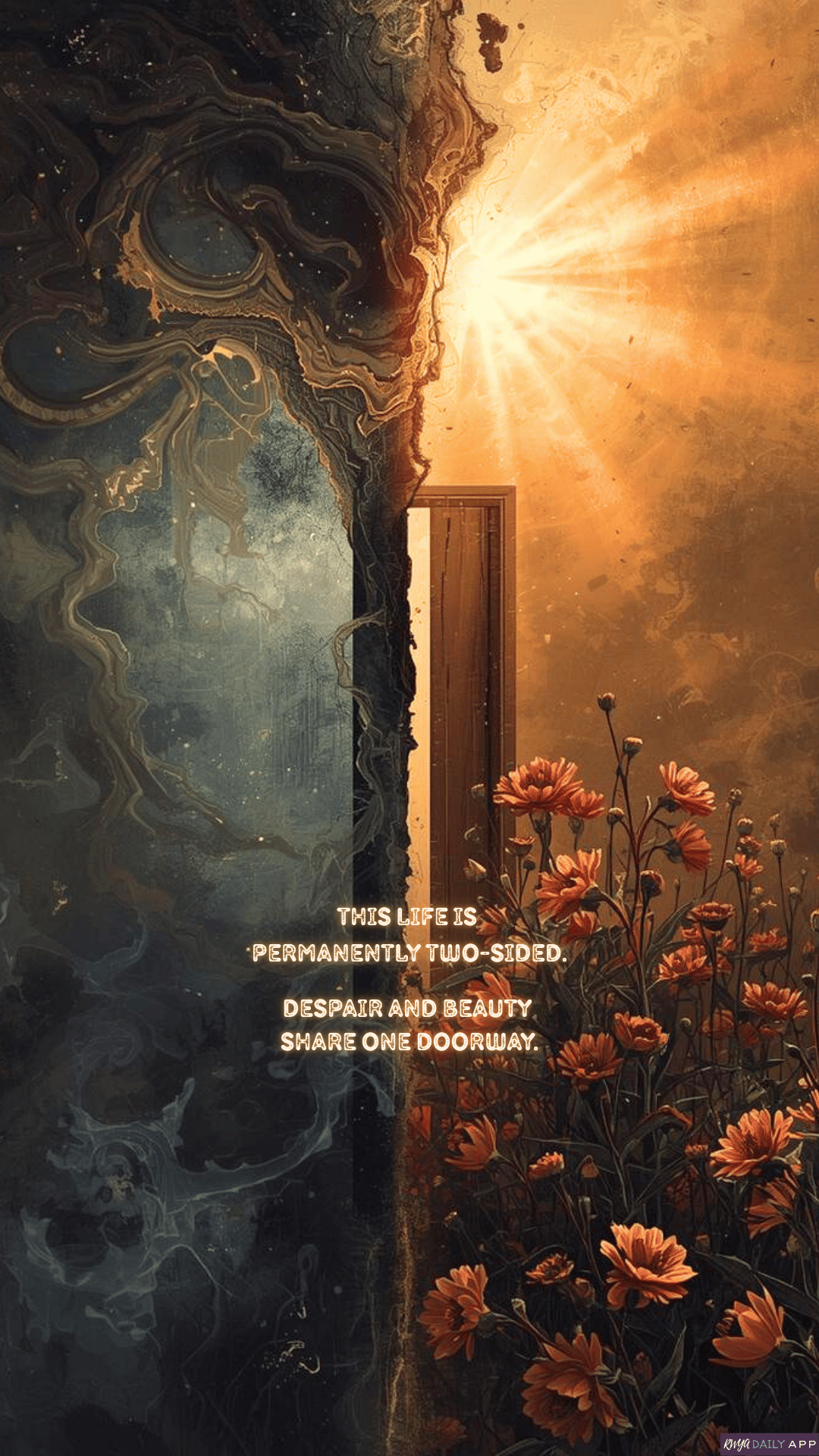 WALLPAPER This life is permanently two-sided. Despair and beauty share one doorway.