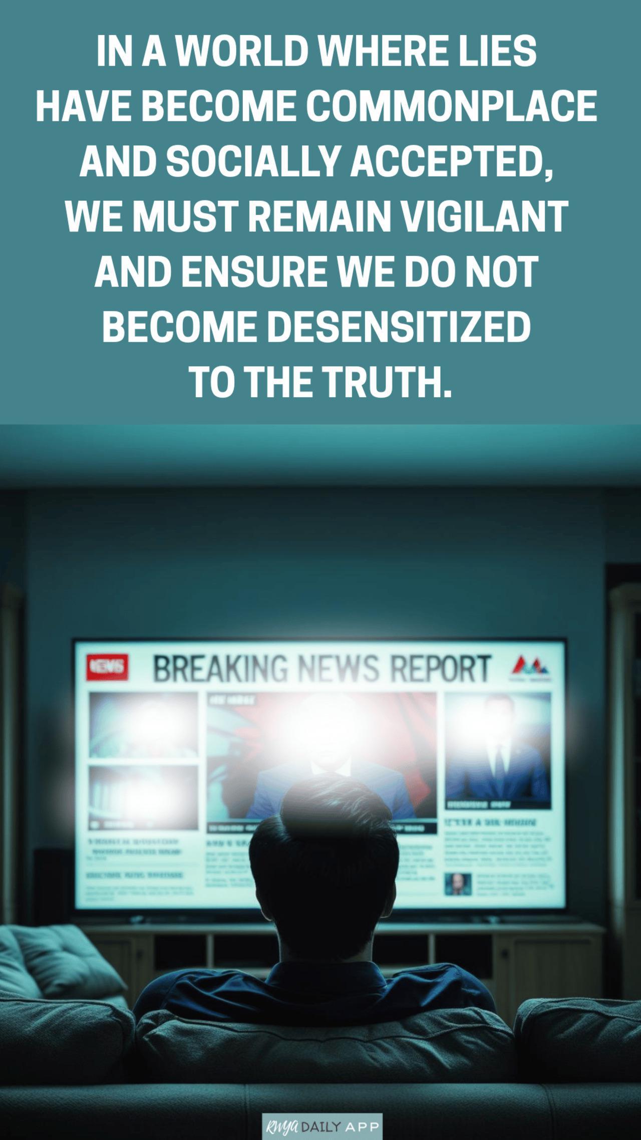 In a world where lies have become commonplace and socially accepted, we must remain vigilant and ensure we do not become desensitized to the truth. 