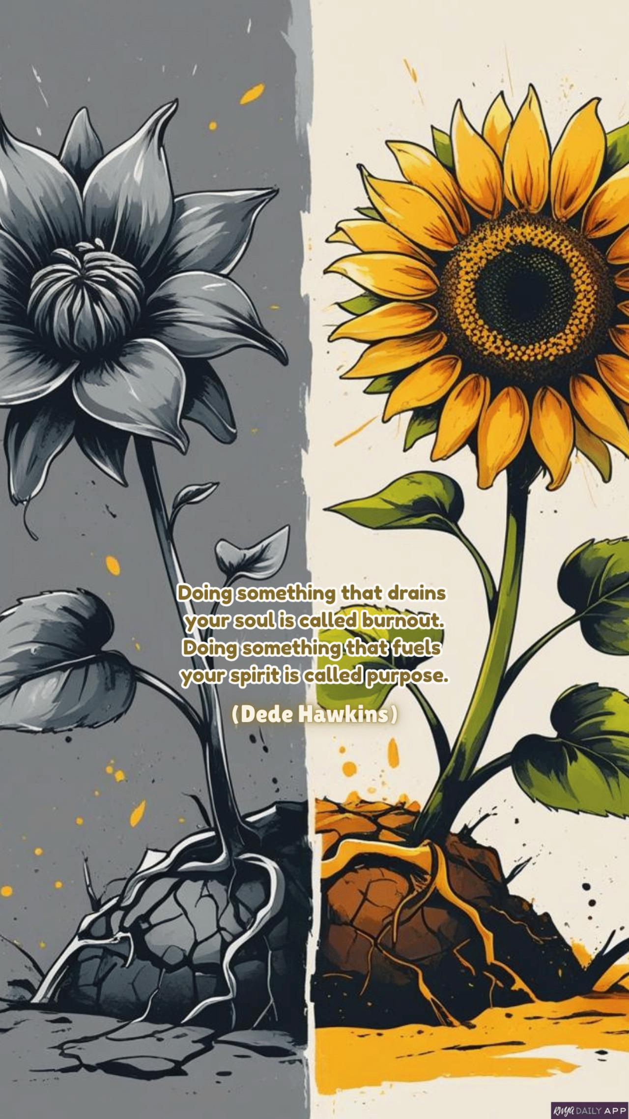 WALLPAPER Doing something that drains  your soul is called burnout. Doing something that fuels  your spirit is called purpose.  (Dede Hawkins)