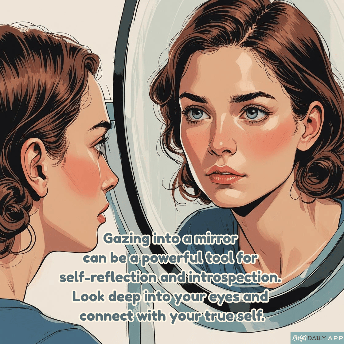 Gazing into a mirror can be a powerful tool for self-reflection and introspection. Look deep into your eyes and connect with your true self.