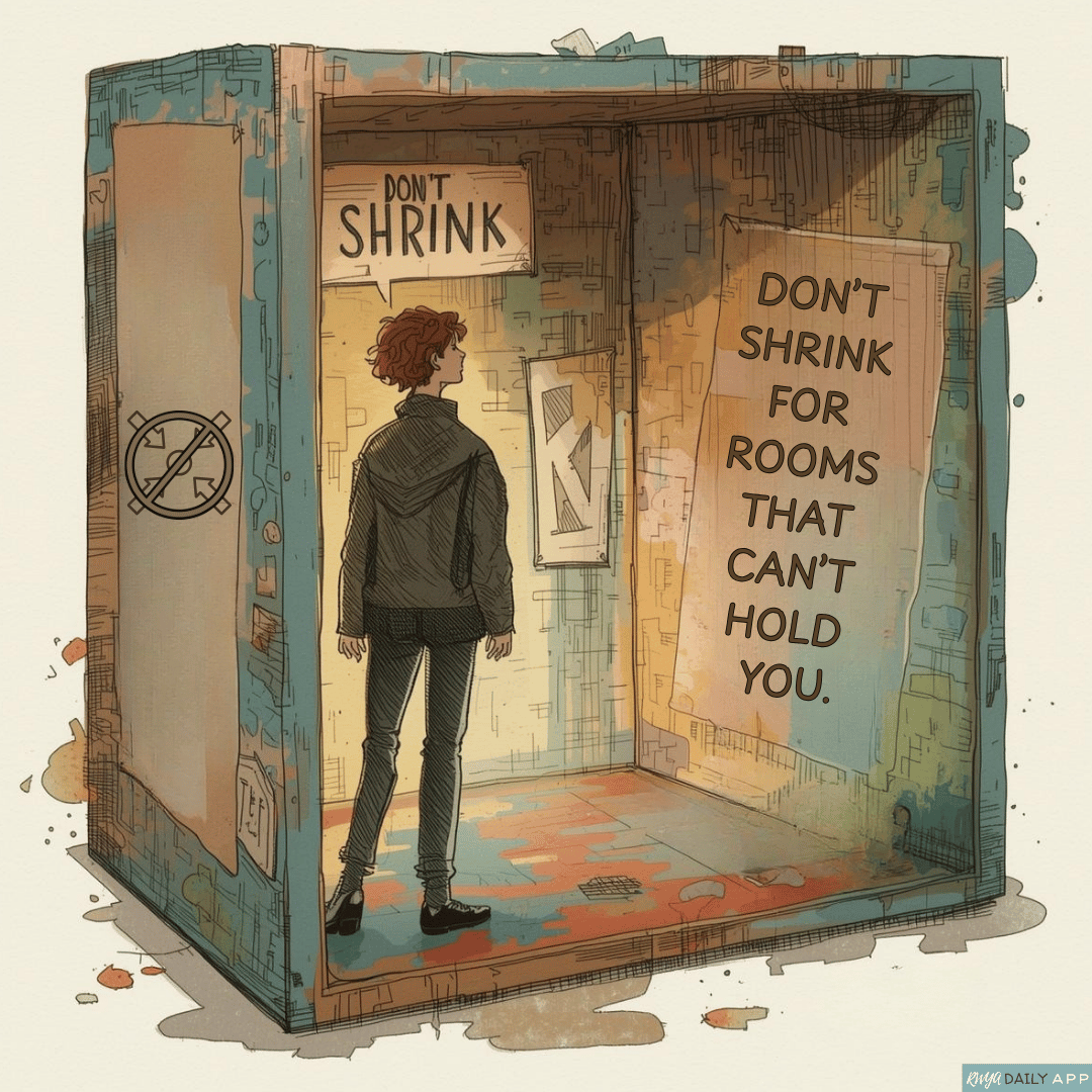 Don’t shrink for rooms that can’t hold you. 
