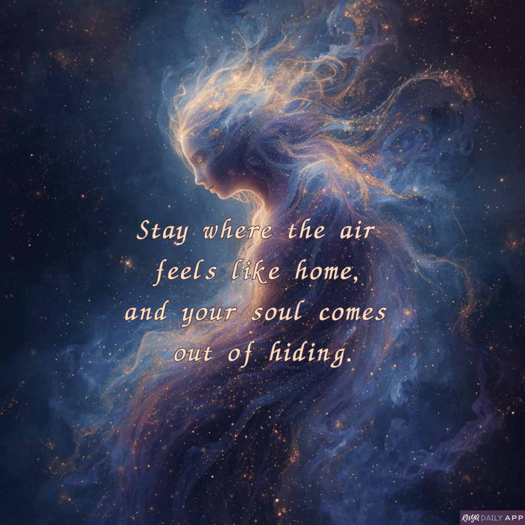 Stay where the air feels like home, and your soul comes out of hiding.