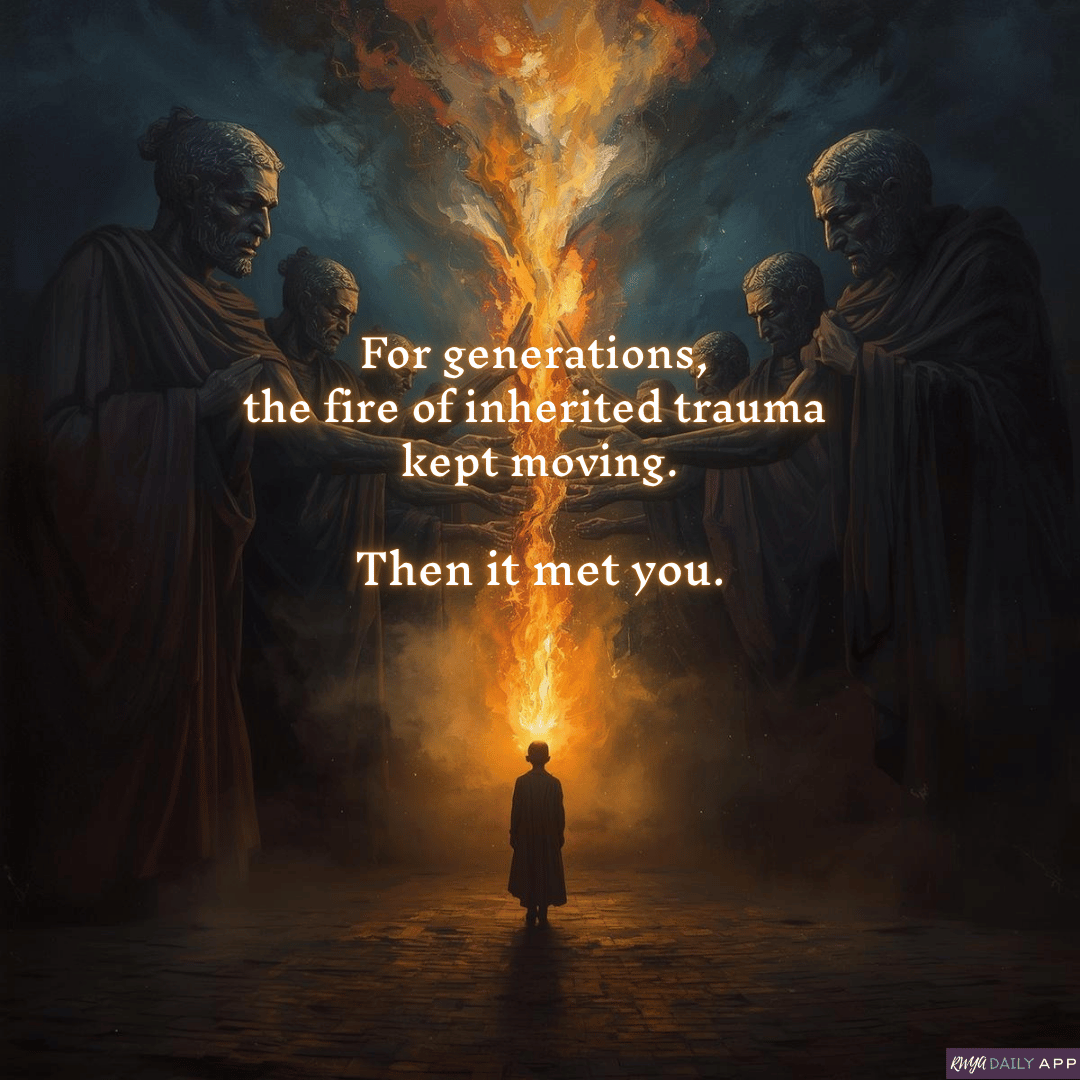 For generations, the fire of inherited trauma kept moving. Then it met you.
