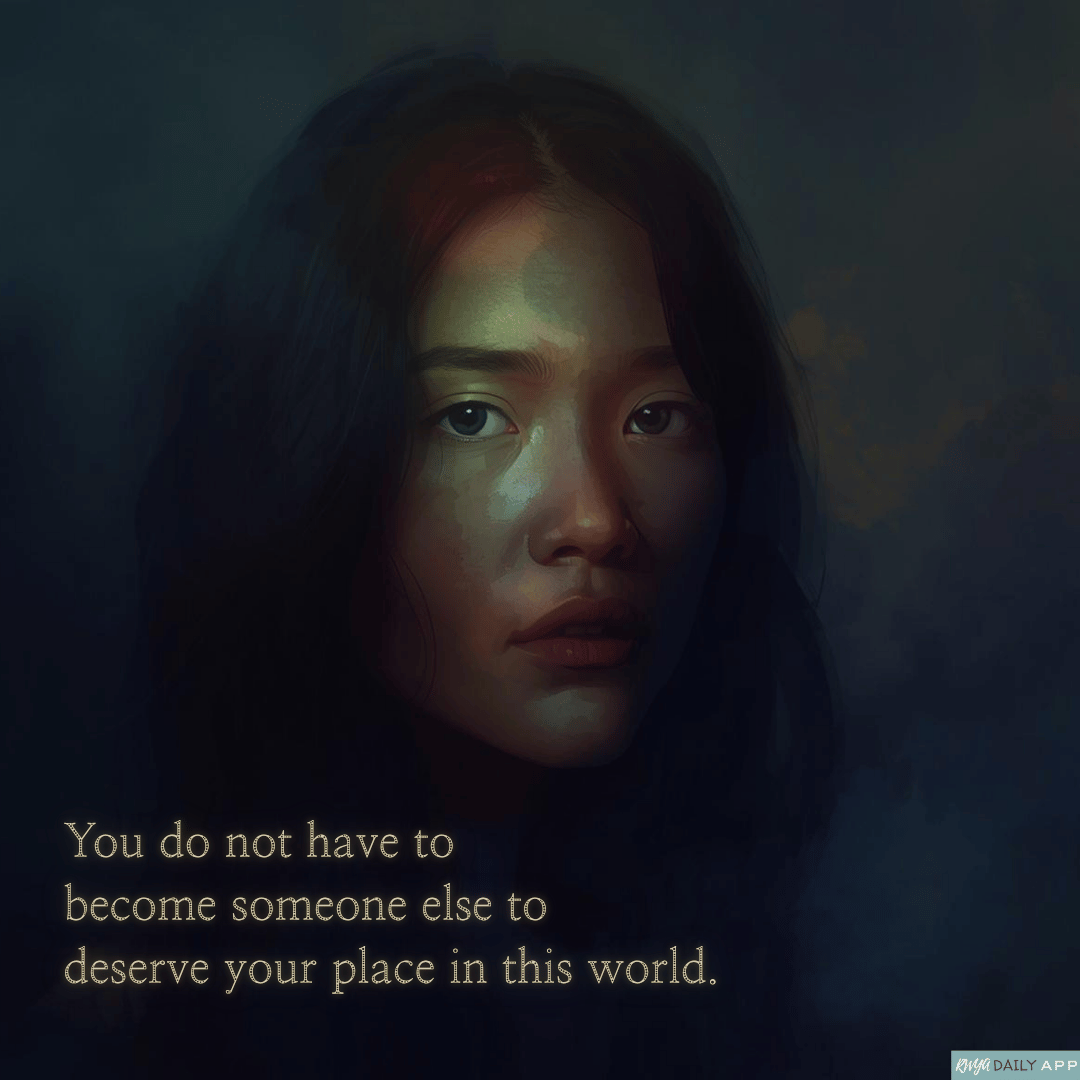 You do not have to become someone else to deserve your place in this world.