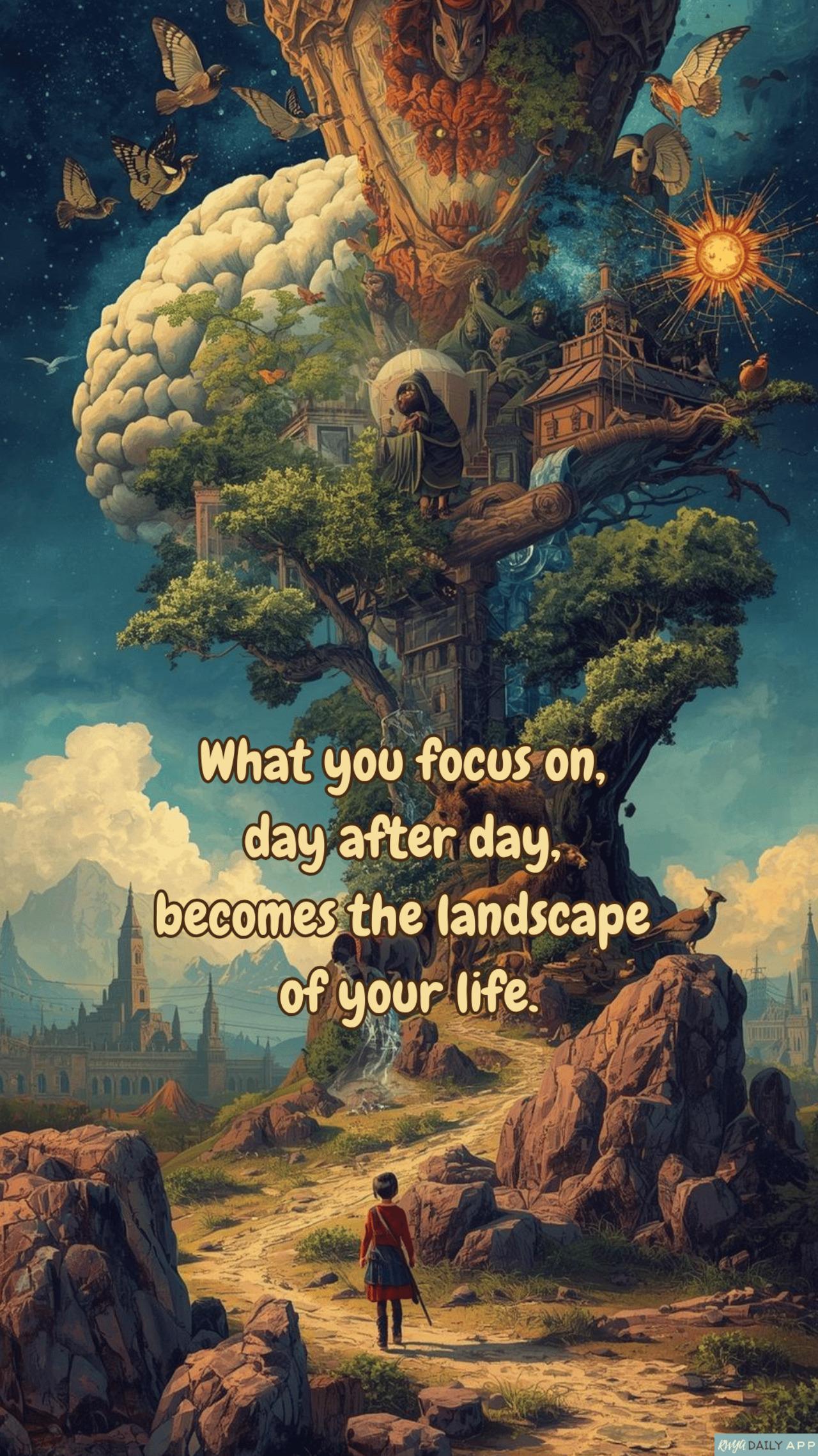 What you focus on, day after day, becomes the landscape of your life.