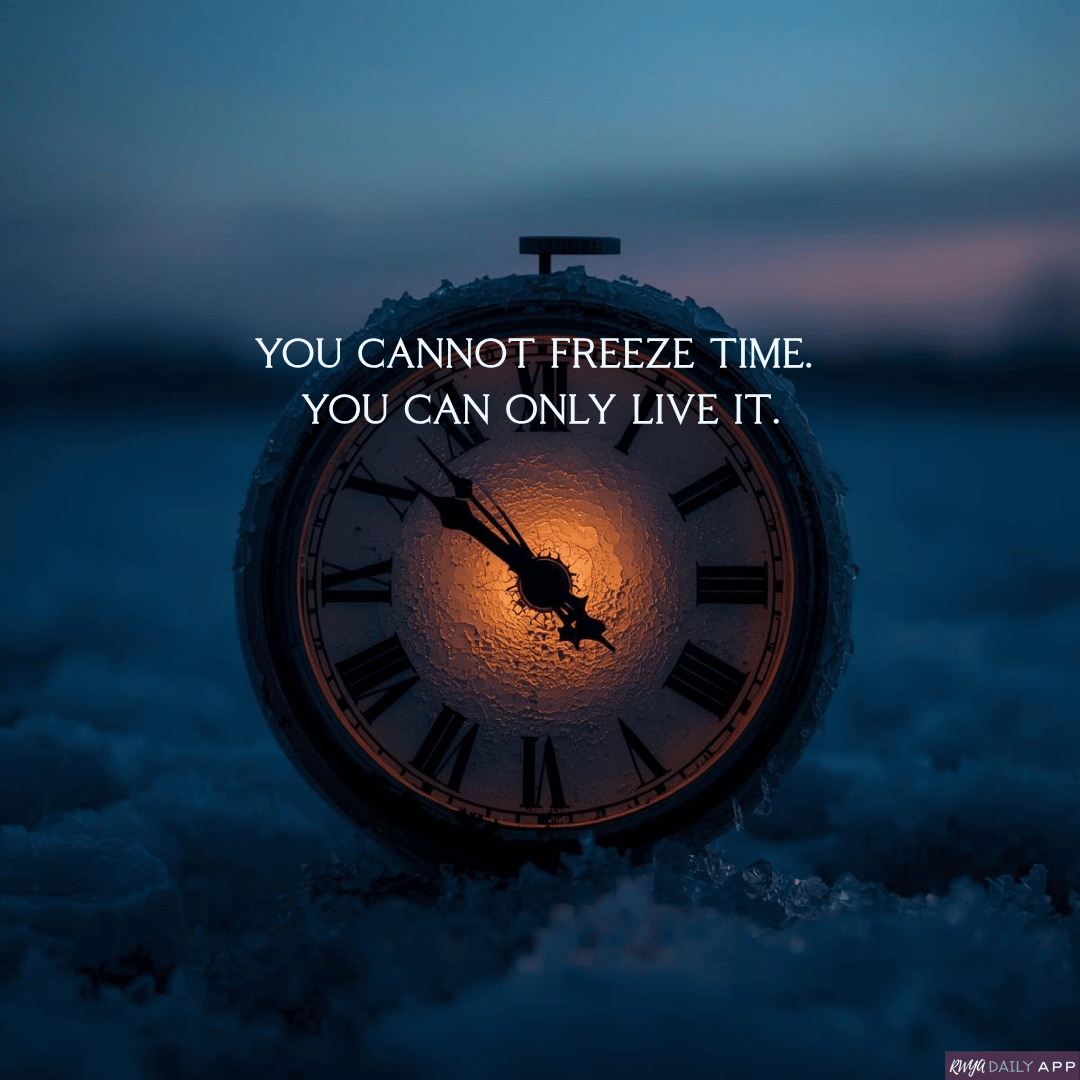 You cannot freeze time. You can only live it. 