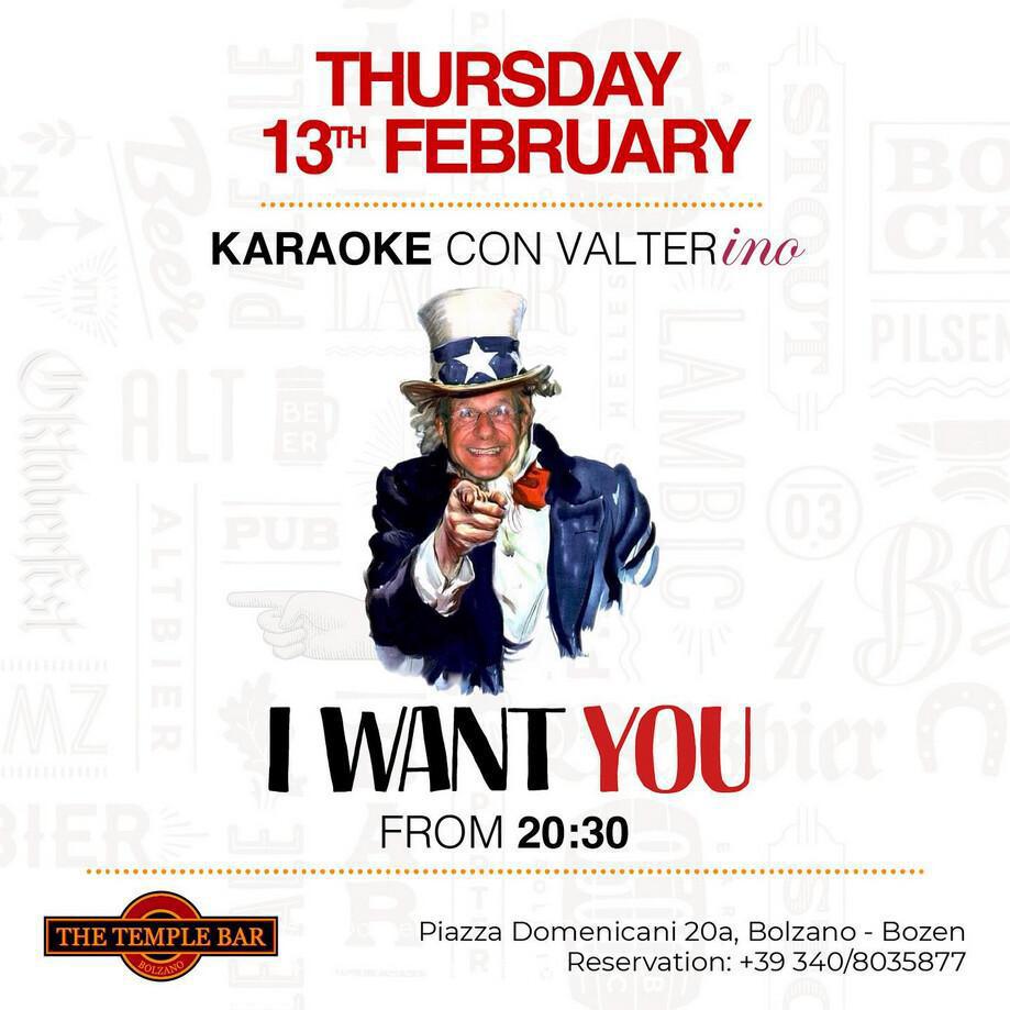 The Temple Bar | I WANT YOU - KARAOKE con VALTERINO